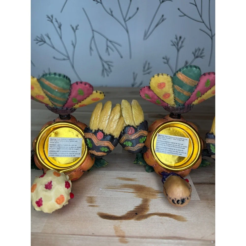 Home Interiors Turkey Tealight Candle Holders Fall Thanksgiving Decor Set 12704